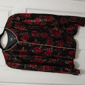 R&K Evening Velour Jacket,Long Sleeve with Printed Floral Design New Without Tag
